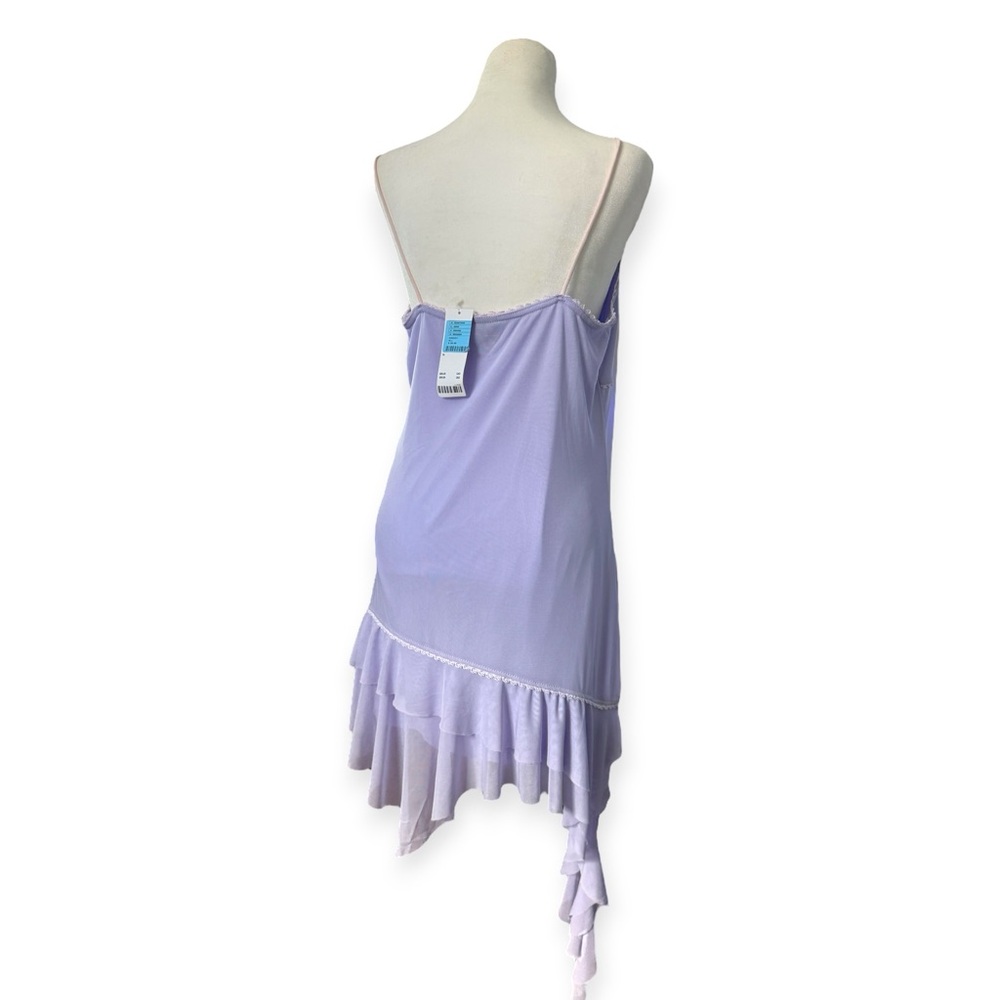 NWT UO Micro Lilac Lavender Purple Mesh Mini Fairy Dress Asymmetrical Hem XL Y2K - Picture 2 of 7